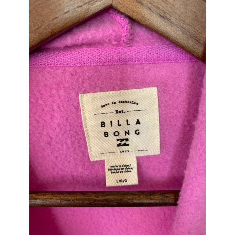 Billabong Pink Pullover Womens Hoodie Fleece Embroidered Logo Sweatshirt Large